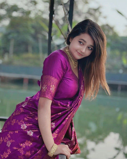 Aayna Purple Soft Silk Saree