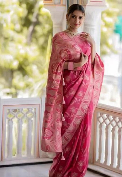 Hema Gajri Banarasi Silk Saree WIth Fabulouse Blouse Piece