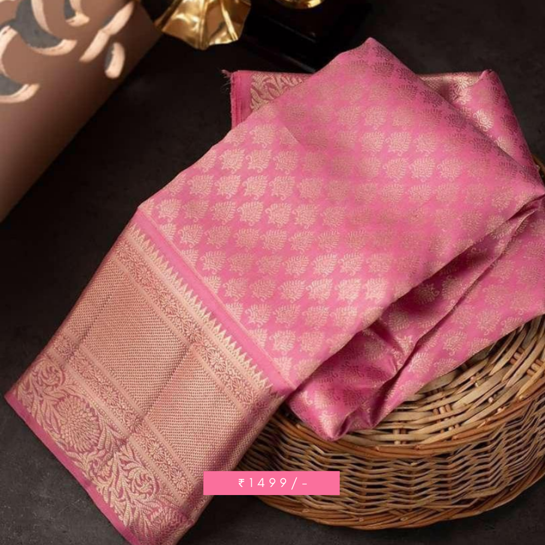 Punchy Traditional Kanchi Soft Silk Sari With Attached Blouse