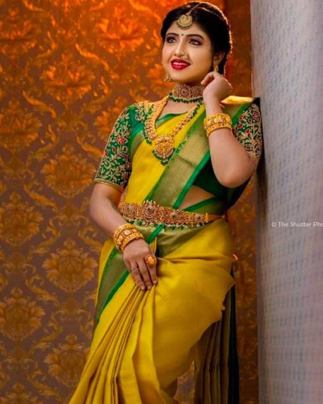 MULMUL COTTON Rama Green & Orange Combination Saree-MC417 – Gayathri  Reddy Traditional Designer Studio