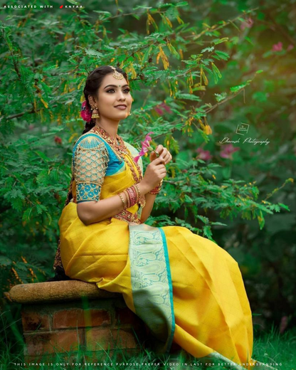Neeti Yellow Kanchipuram Soft Silk Saree