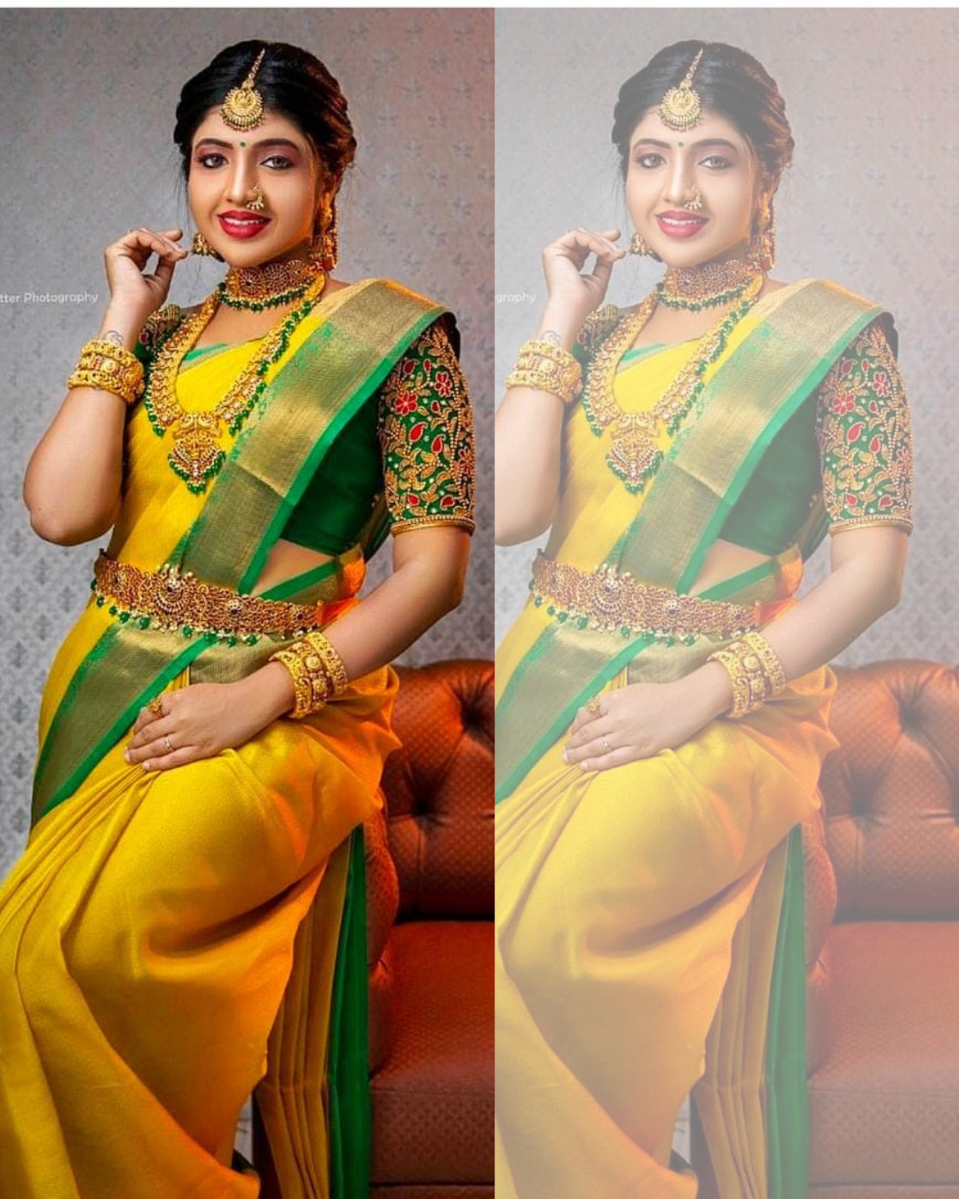 Green and Yellow Heavy Border Hallf N Half Saree 2629SR05