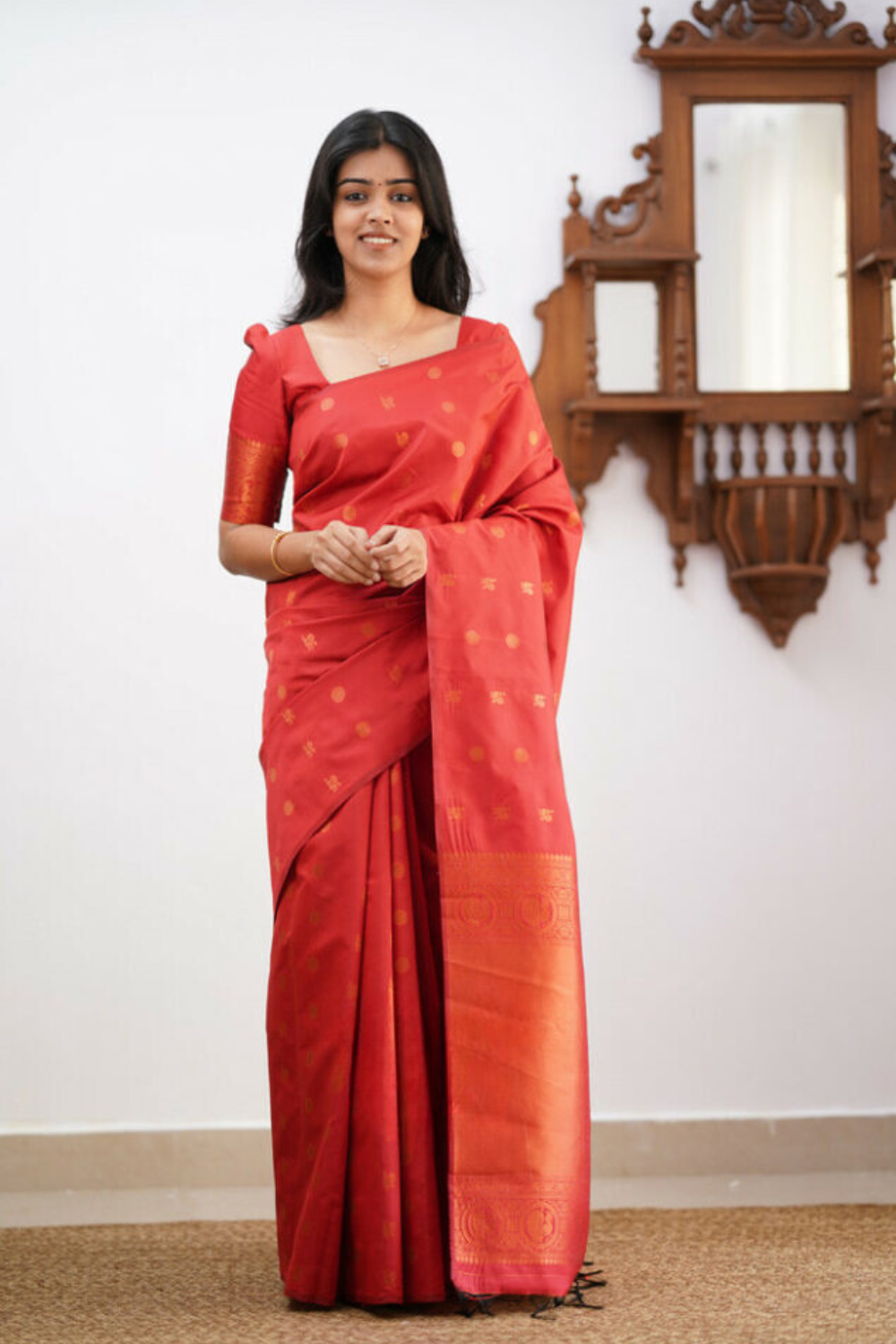 Pure Gazi Silk Dark Red Saree – Priyaz Gallery