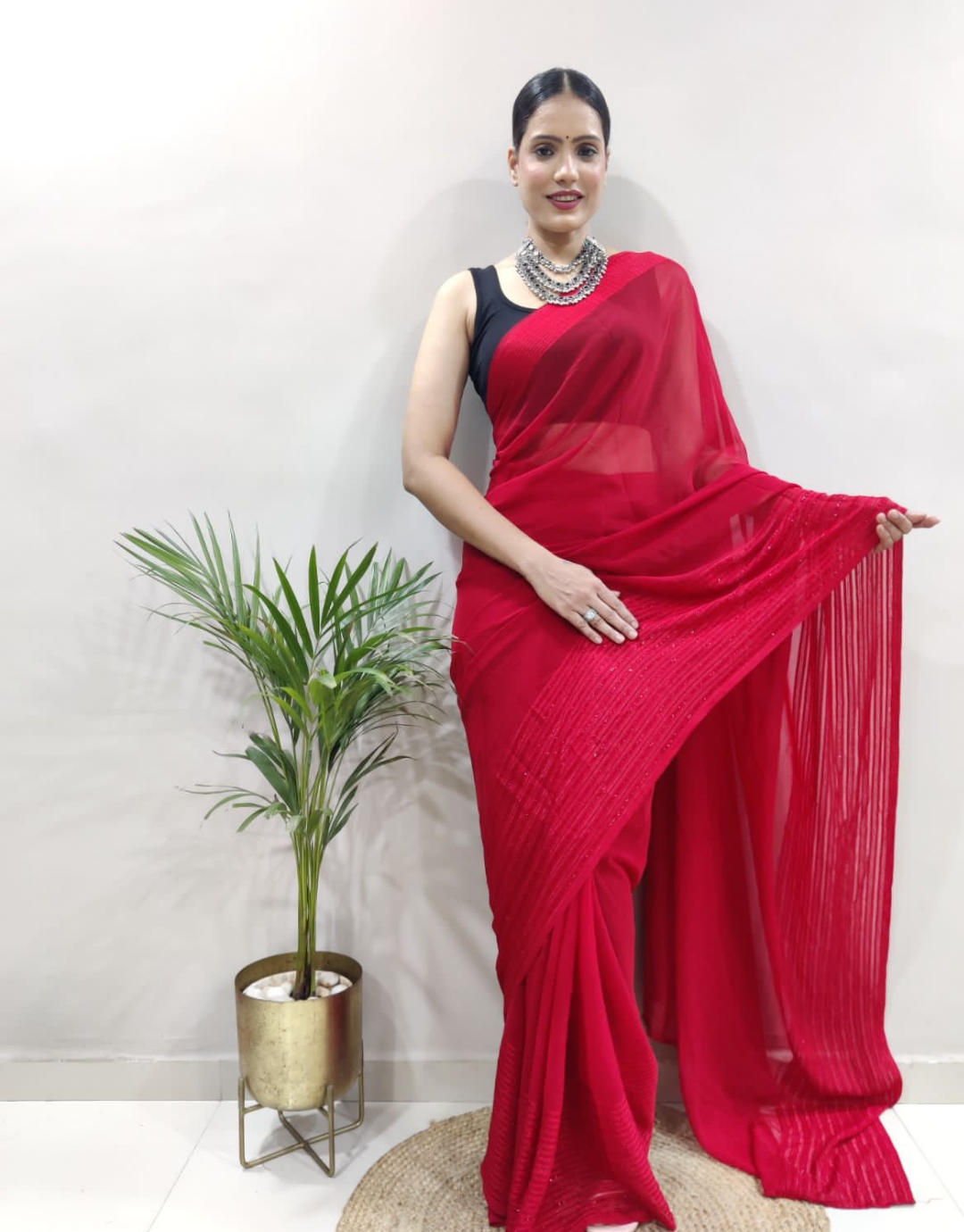 Lisa Red Ready To Wear Saree