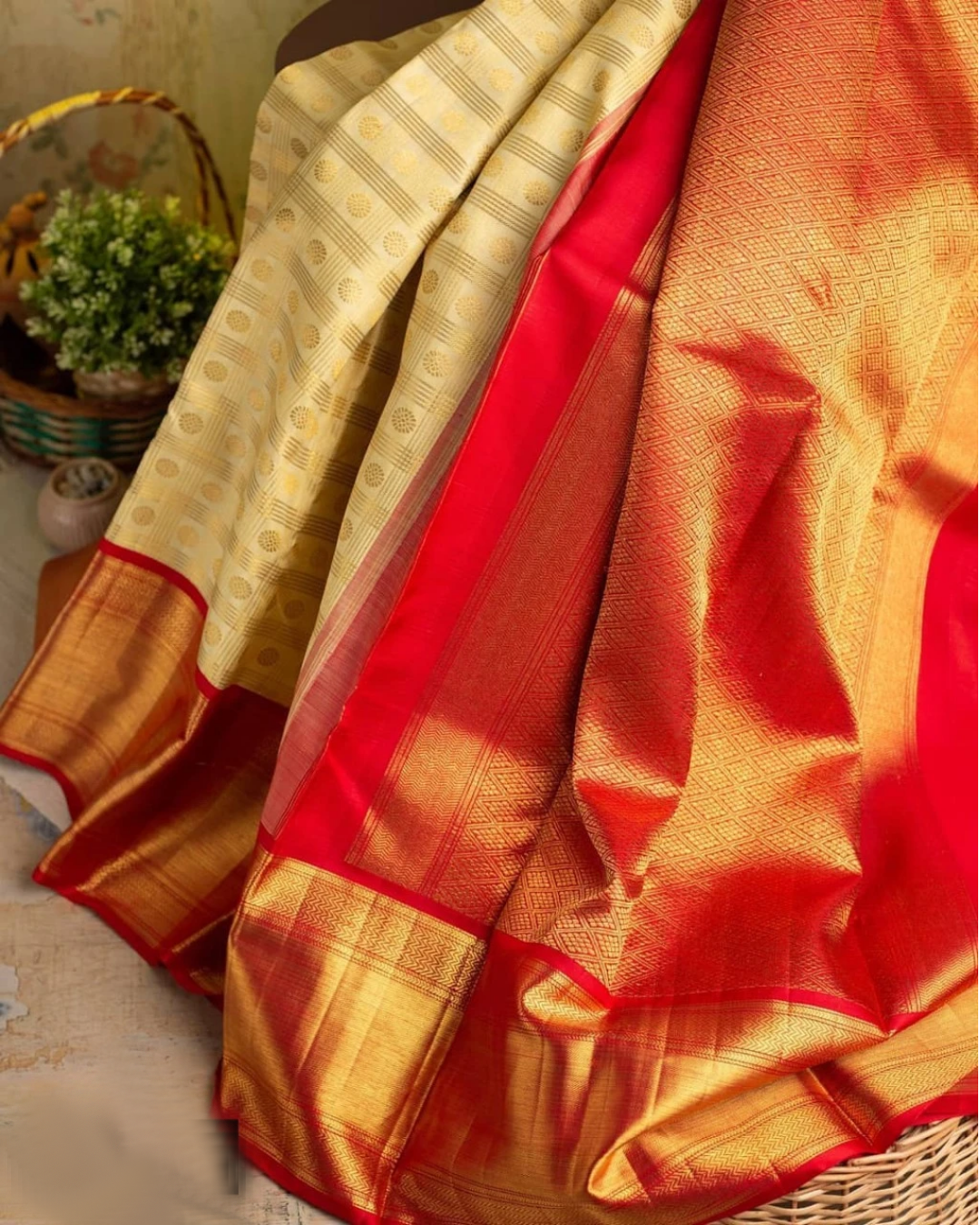 Vartika Kanchipuram Soft Silk Saree With Attached Blouse 