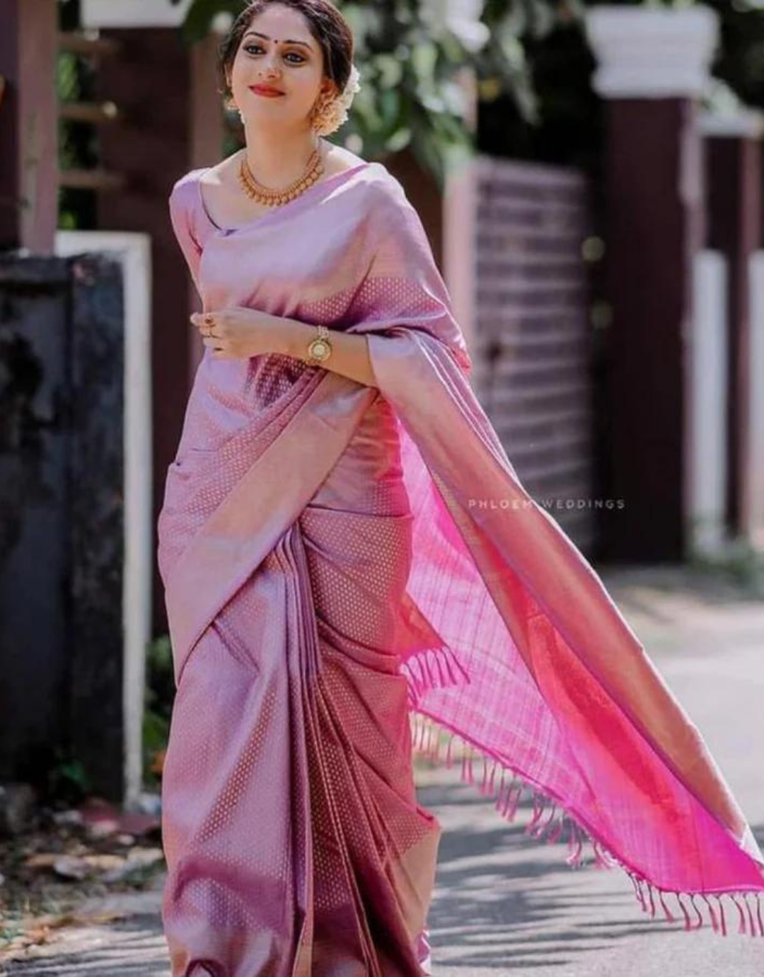 Pink City Archaic Traditional kanchi Soft Silk Sari With Attached Blouse