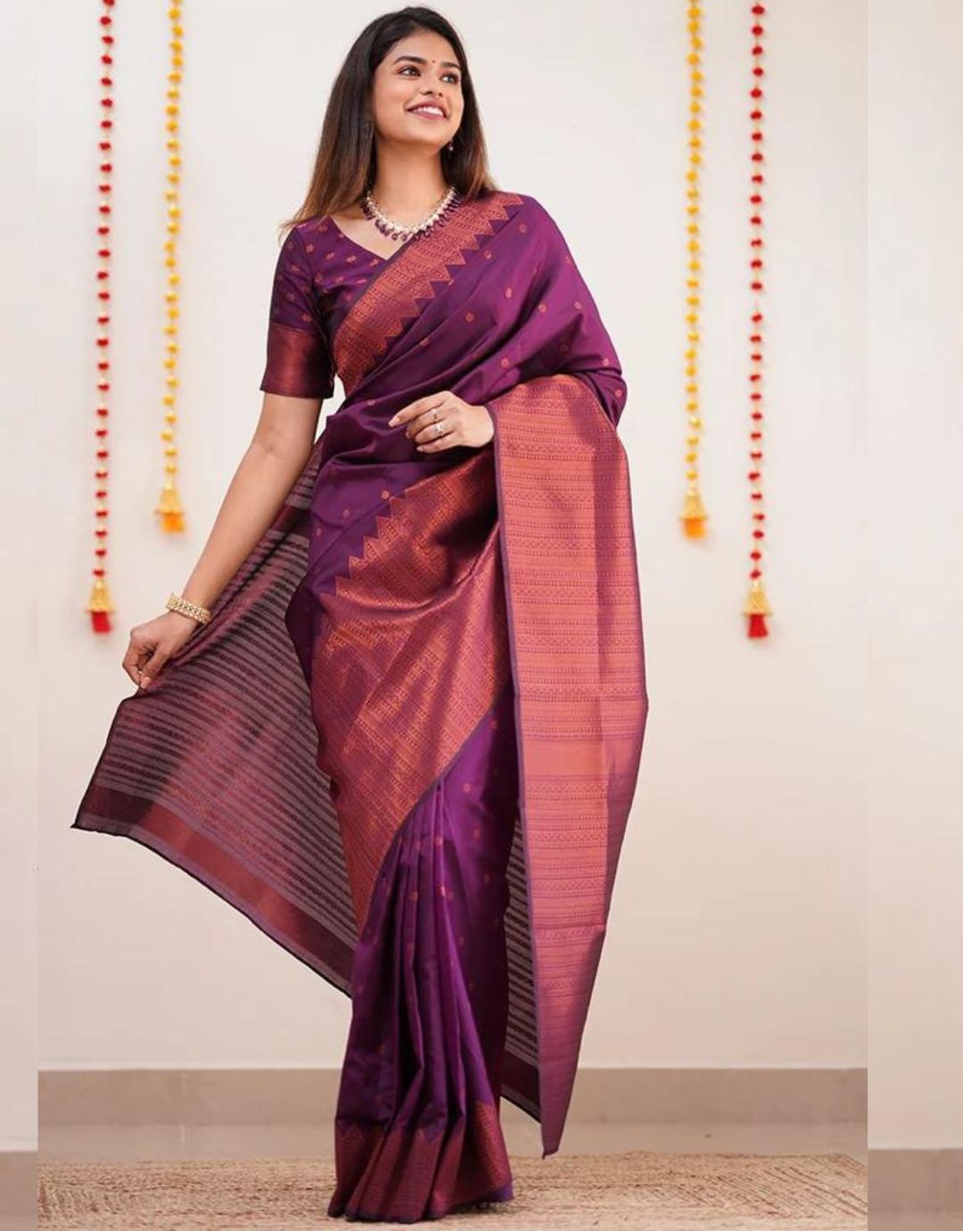 Wine Pure Banarasi Handloom Katan Silk Saree - Aura Benaras