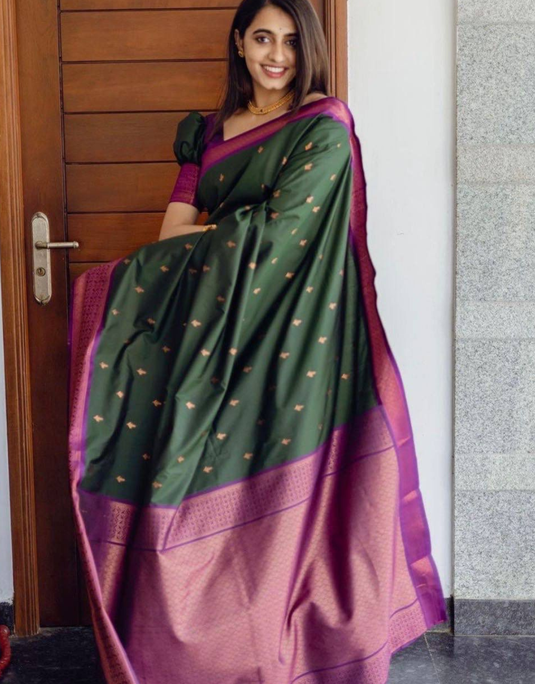 Shivangi Dark Green Soft Silk Saree