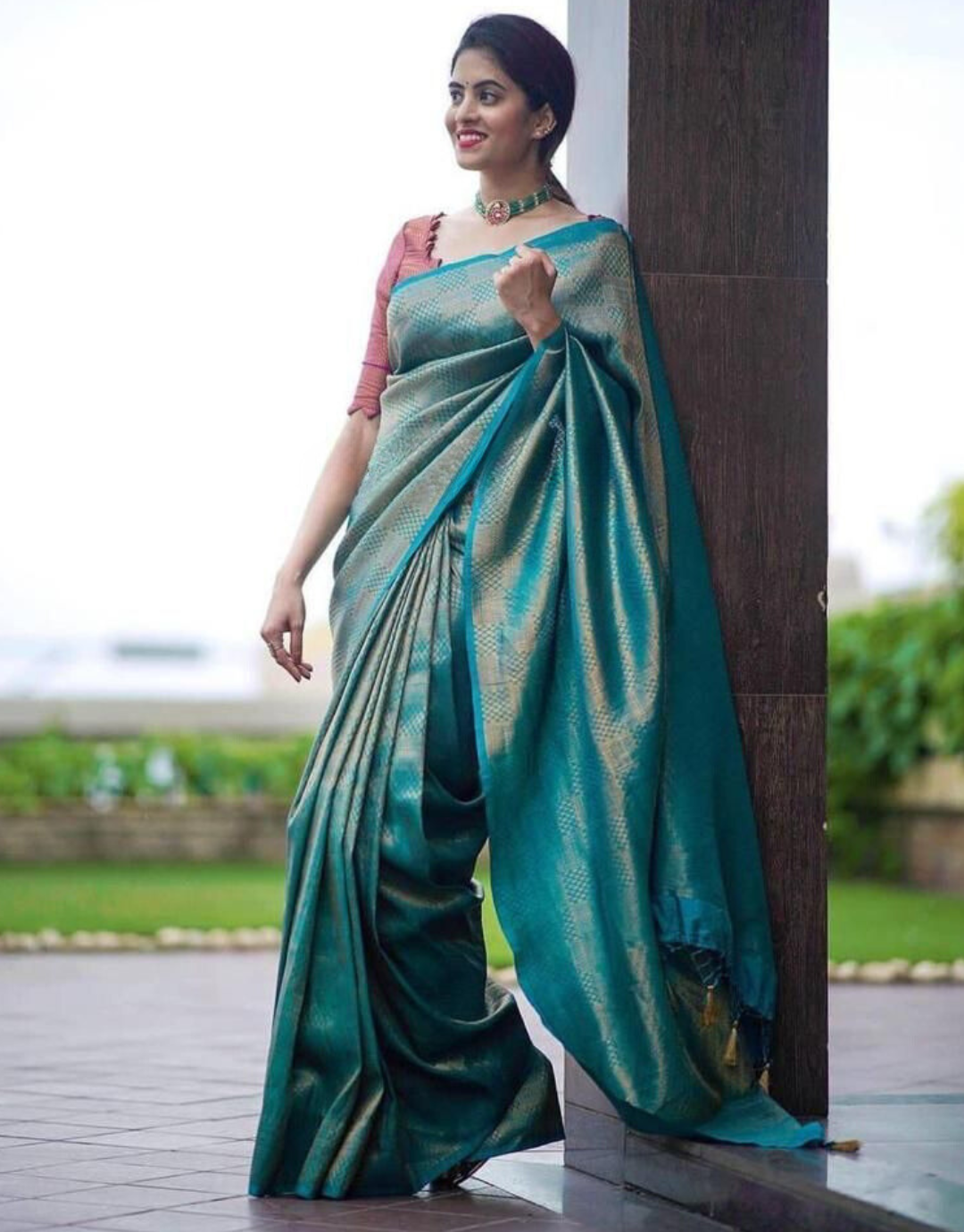 Embroidered Silk Teal Green Saree|SARV145314