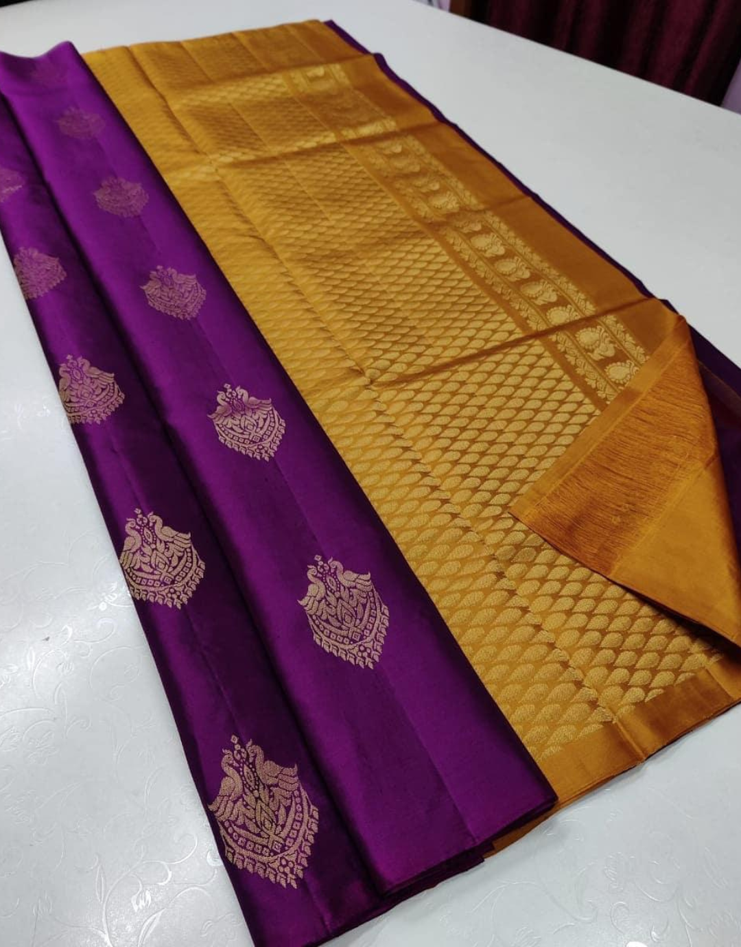 Veena Purple-Yellow Soft Silk Saree