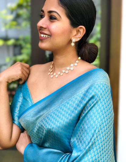 Bindu Blue Kanchipuram Silk Saree