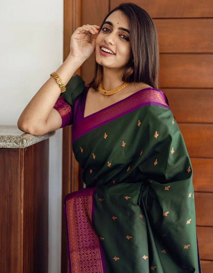 Shivangi Dark Green Soft Silk Saree