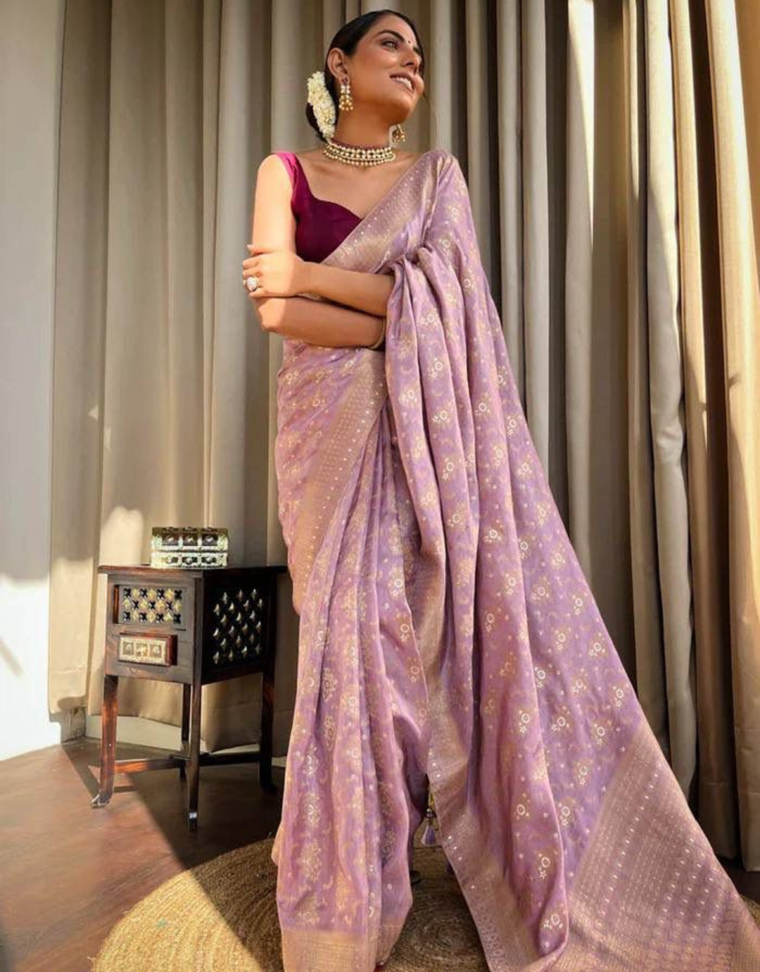 Buy NowDesigner Organic Banarasi Sarees In Purple Color In Best Price From  Fashion Bazar.