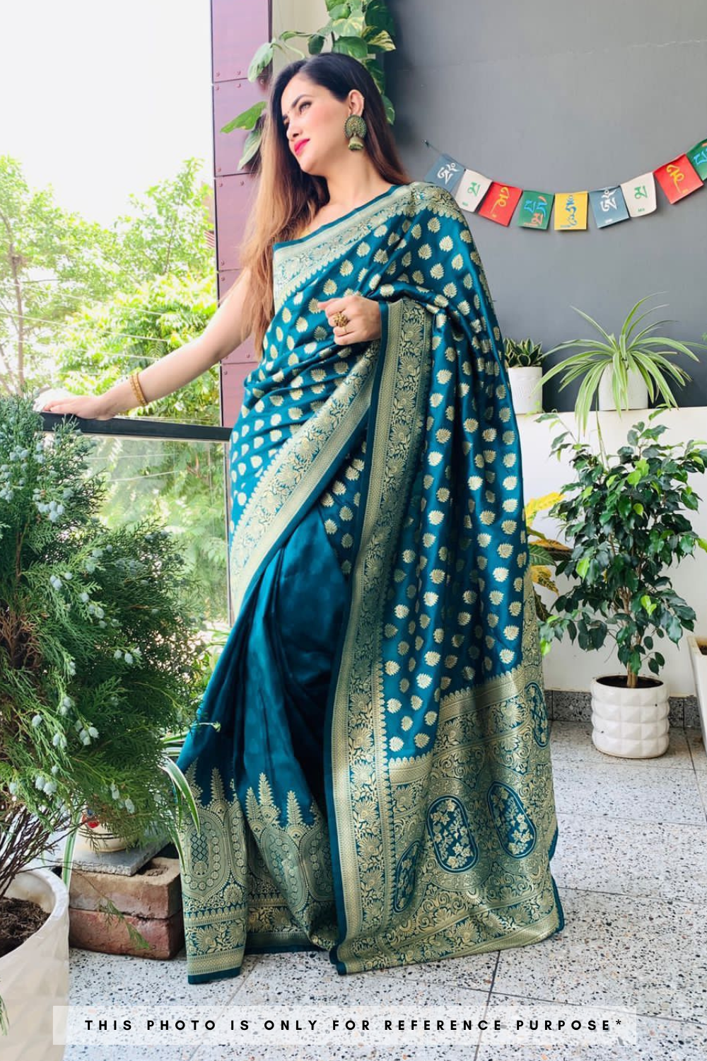 Peacock Blue Pure Silk Kanjivaram Saree