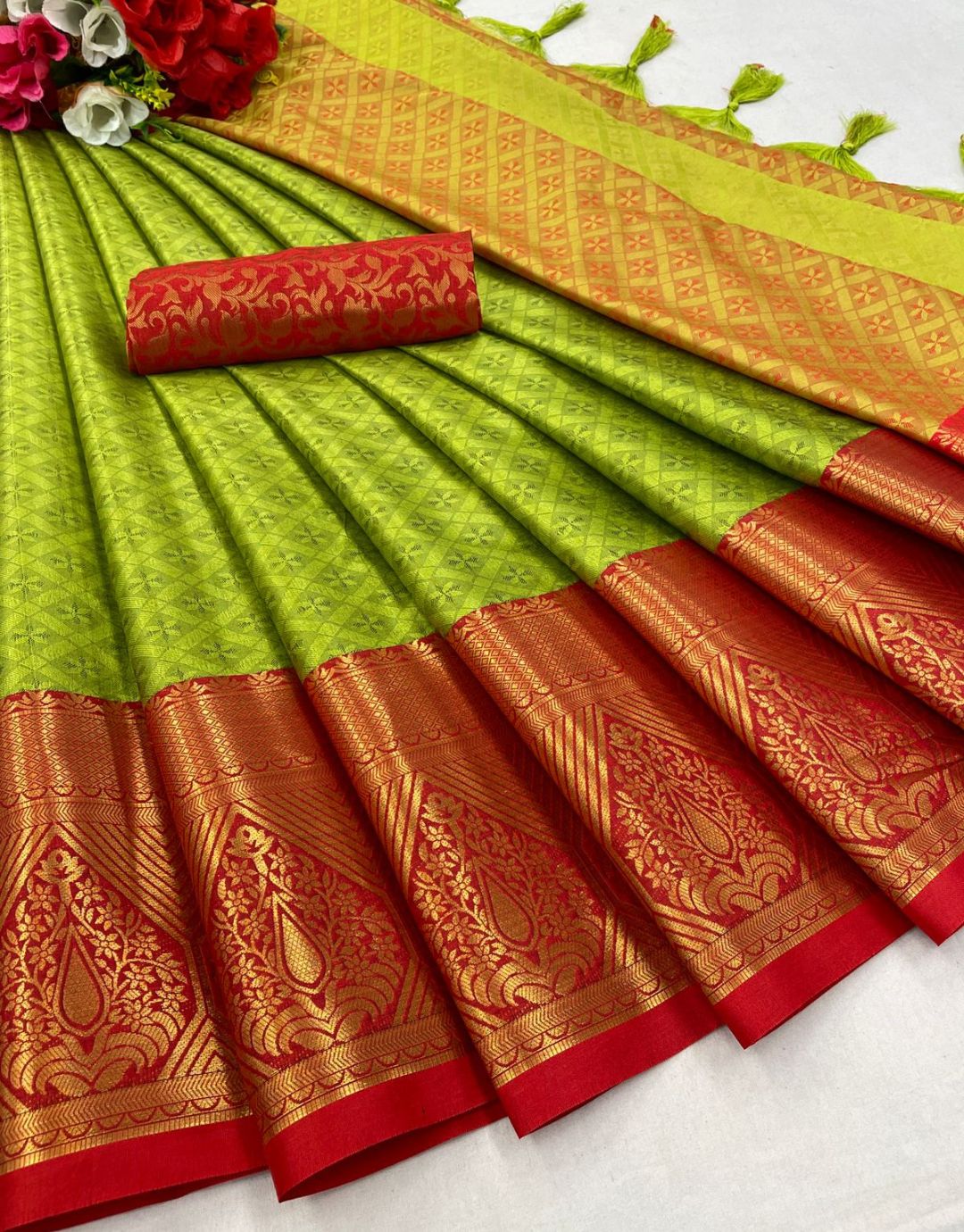 Mahi Green-Red Kanchipuram Silk