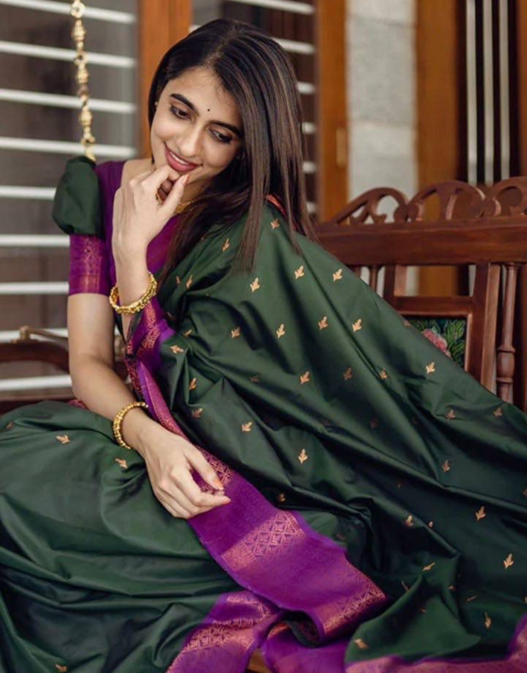 Shivangi Dark Green Soft Silk Saree