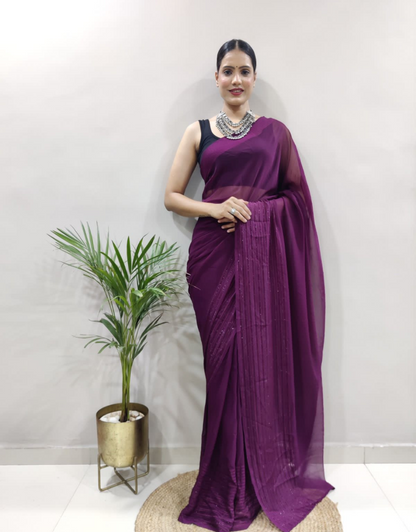 Lisa Plum Purple Ready To Wear Saree