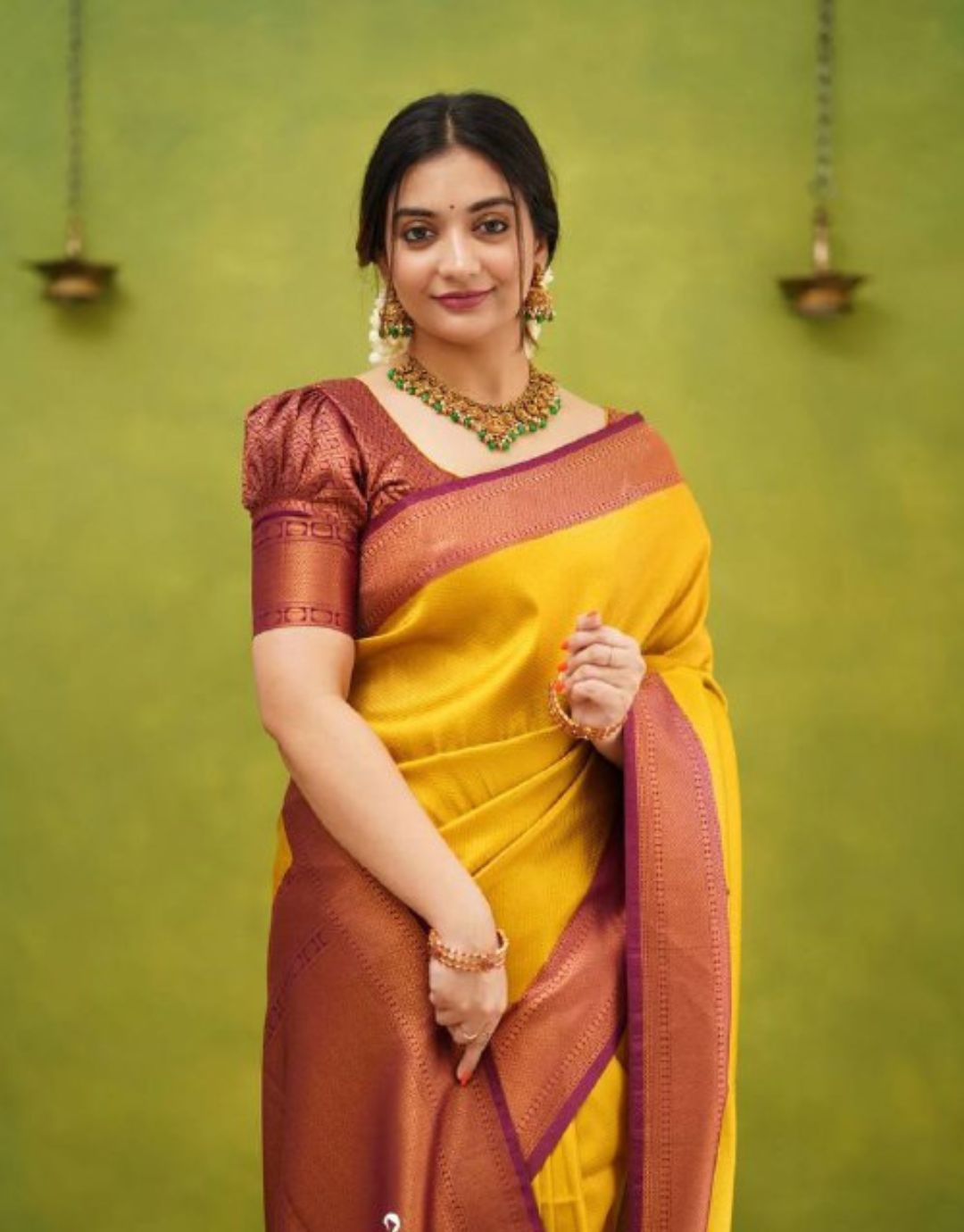 Aastha Yellow Kanchipuram Silk Saree