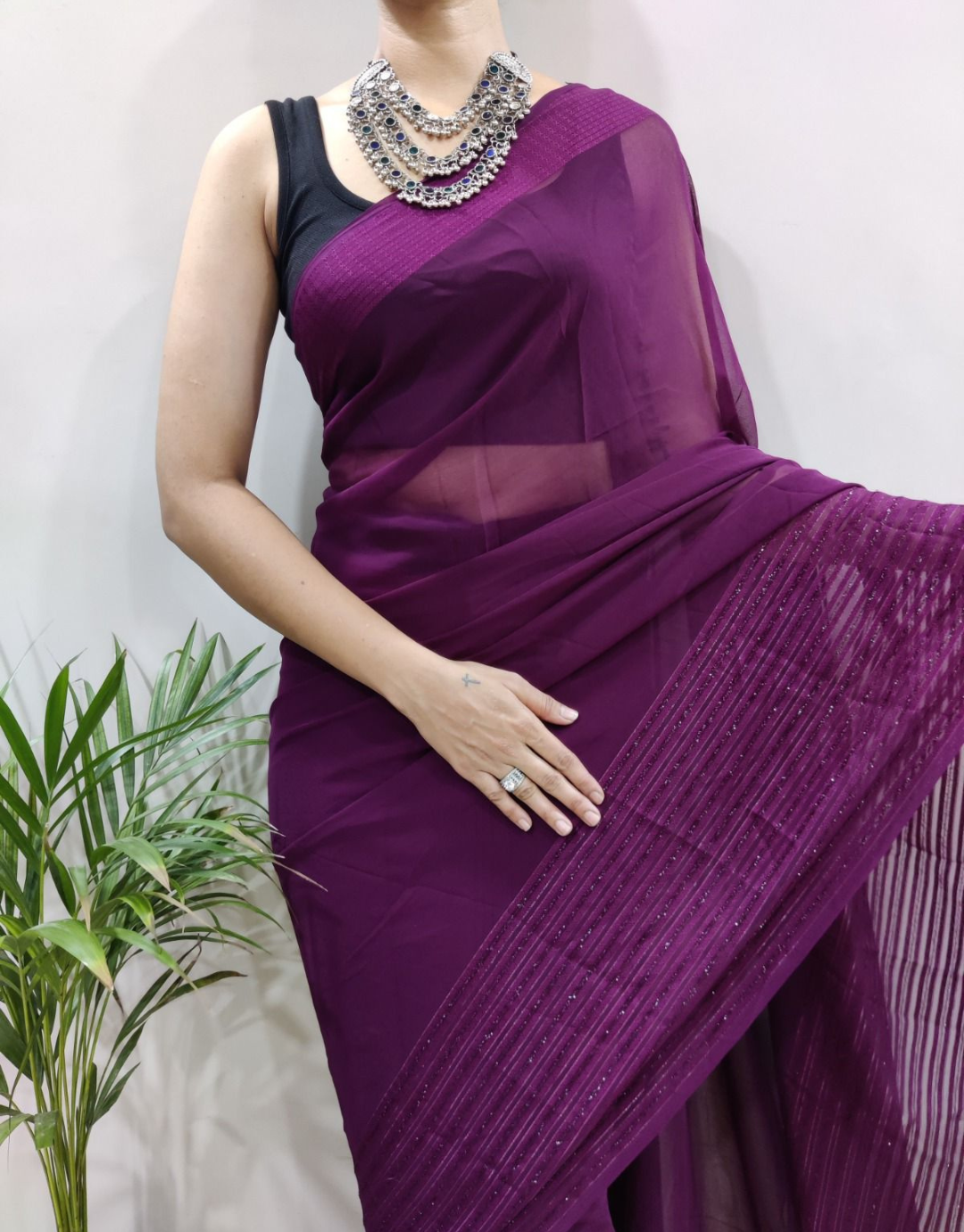 Designer Saree for Party Wear in Lilac Purple Colour