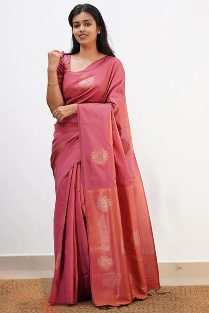 Neha Pink Soft Silk Saree With Blouse