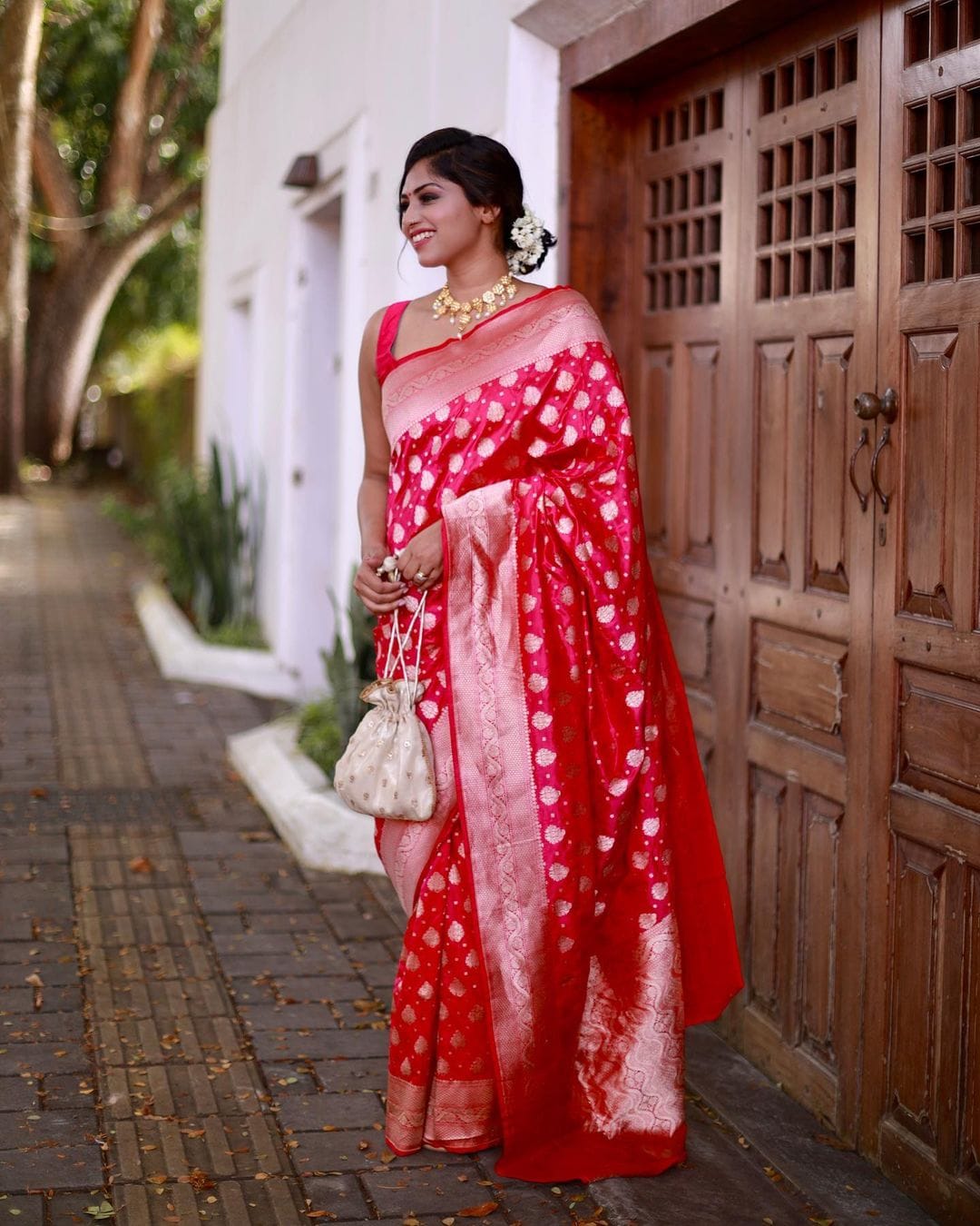 Red Pink Saree Traditional - Buy Red Pink Saree Traditional online in India