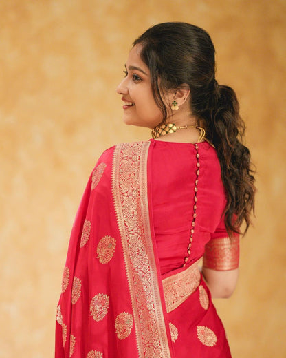 Zara Persian Red Soft Silk Saree With Classic Blouse